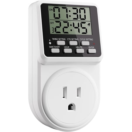 Digital Infinite Repeat Cycle Intermittent Timer Plug for Electrical Outlet, 24 Hour Programmable Indoor Timed Power Switch with Countdown Delay On and Off (120V, 15A), 1 pack