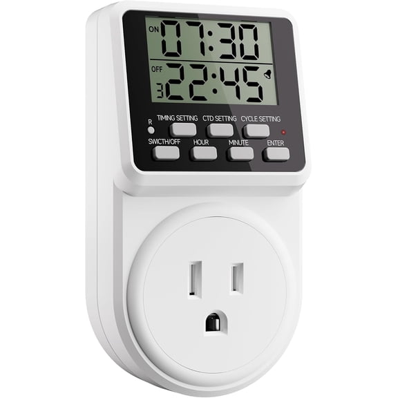 Digital Infinite Repeat Cycle Intermittent Timer Plug for Electrical Outlet, 24 Hour Programmable Indoor Timed Power Switch with Countdown Delay On and Off (120V, 15A), 1 pack