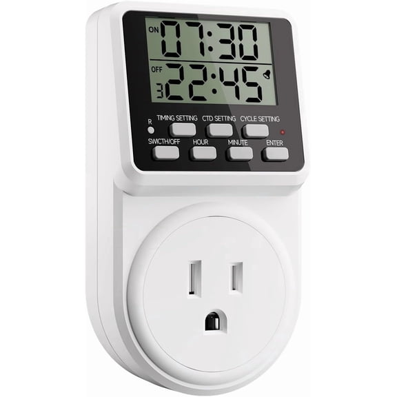 Digital Infinite Repeat Cycle Intermittent Timer Plug for Electrical Outlet, 24 Hour Programmable Indoor Timed Power Switch with Countdown Delay On and Off (120V, 15A), 1 pack
