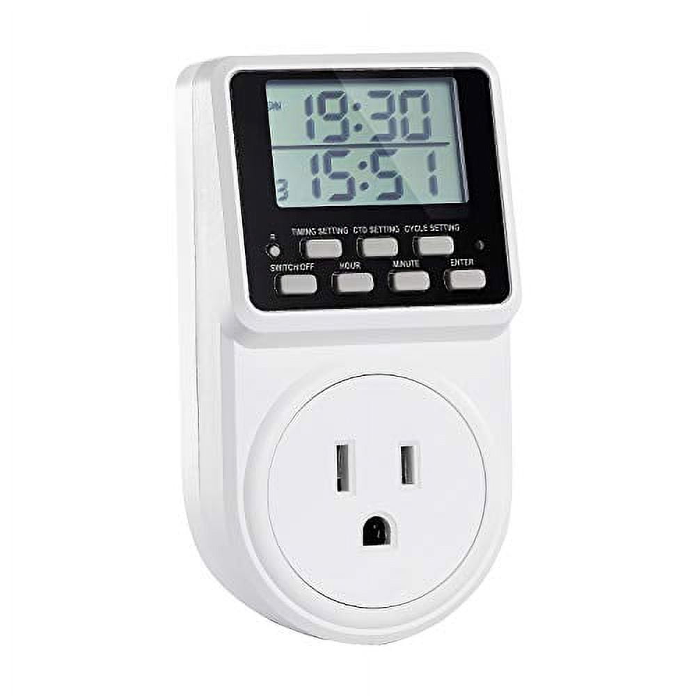 DEWENWILS Digital Timers for Electrical Outlets, 24 Hour Programmable  Digital Timer Outlet, Indoor Plug in Outlet Timer for Light Lamp Heater Fan  Aquarium, 1 Polarized Plug, 1/2 HP, 2 Pack, UL Listed