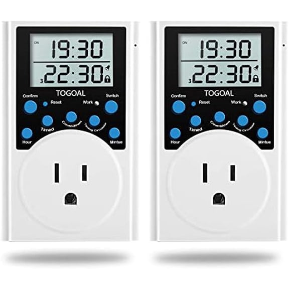 Digital Infinite Repeat Cycle Timer Plug with Countdown and 24 Hour Daily on-Off Programs for Electrical Outlets, Lights, Hydroponic Pumps (120V, 15A) [2 Pack]$$Tools & Hardware Other