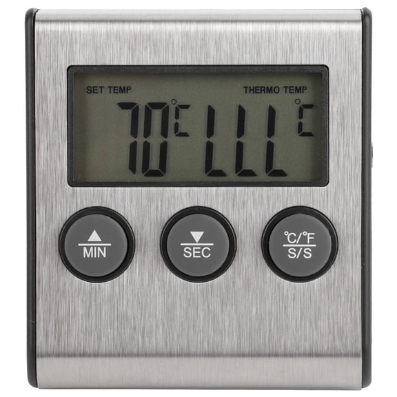 Digital Instant Read Meat Food Thermometer Kitchen Cooking Probe Alarm Timer for BBQ Grill Smoker, 5.7x2.9x0.9 Inches / 14.4x7.4X2.3 cm Aluminum Alloy