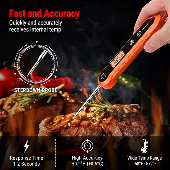 Digital Instant Read Meat Thermometer for Grilling Waterproof Kitchen Food Thermometer with Calibration & Backlight Baking Bread Candy Thermometer Cooking Tools Utensils