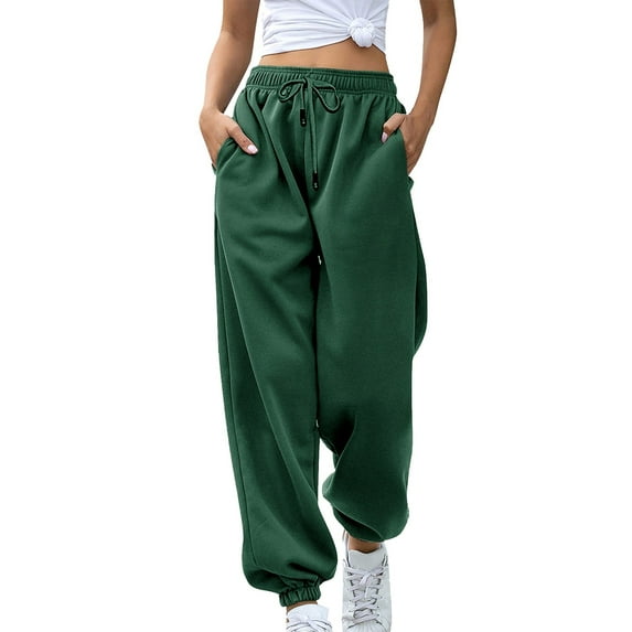 Women's High Waisted Sweatpants Workout Active Joggers Pants Baggy Lounge Bottoms Oversized Roomy Jogging Pant