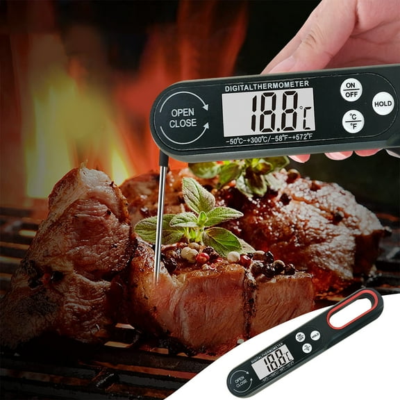 Digital Instant Reading Meat Thermometer, Food Thermometer for Oil Fry Grill Kitchen BBQ, Fast Accurate Reading, Extra Long Probe, Easy to Use, Wide Temperature Range