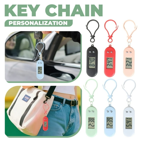 Digital Keychain Pocket Watch Pendant Silent Electronic Mini Clock for Study Room Classroom Exam, Portable Timepiece for Students & Professionals (Pink)