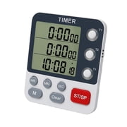 Digital Kitchen Cooking Timer 3 Channels Count UP/Down Timer ON/Off Switch Stop