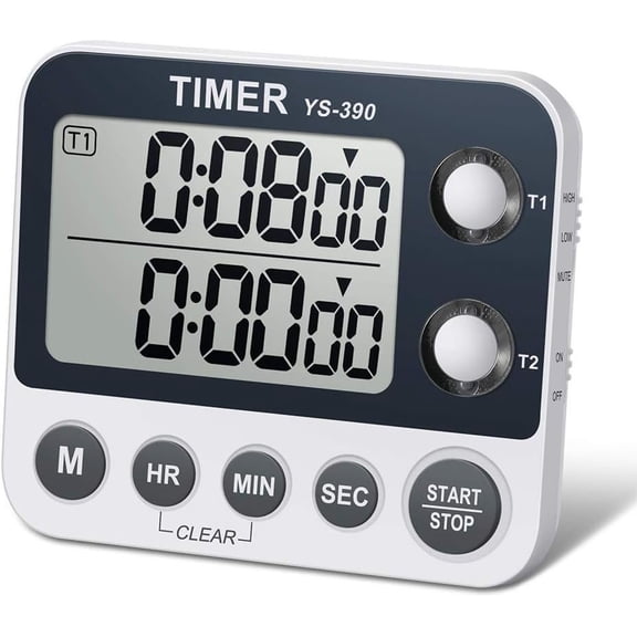 Digital Kitchen Cooking Timer, Count Up & Down with , Large Display, Adjustable Volume and Flashing Light, /Off Stopwatch, Included