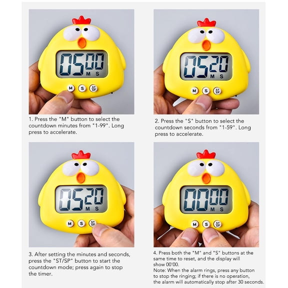 Digital Kitchen Countdown Timer, Big Digits, Flashing Alert,  Stand, Perfect For Recipes