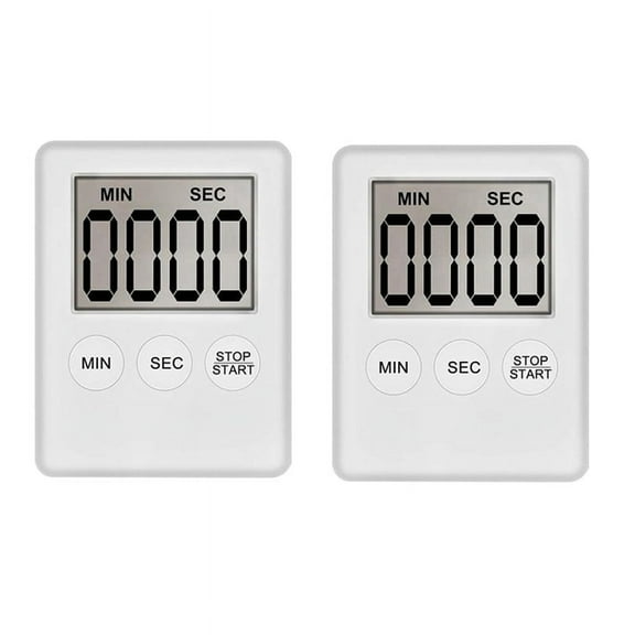 Digital Kitchen Timer, Egg Suitable for Work, Sports Game, Cooking 2 Pack White
