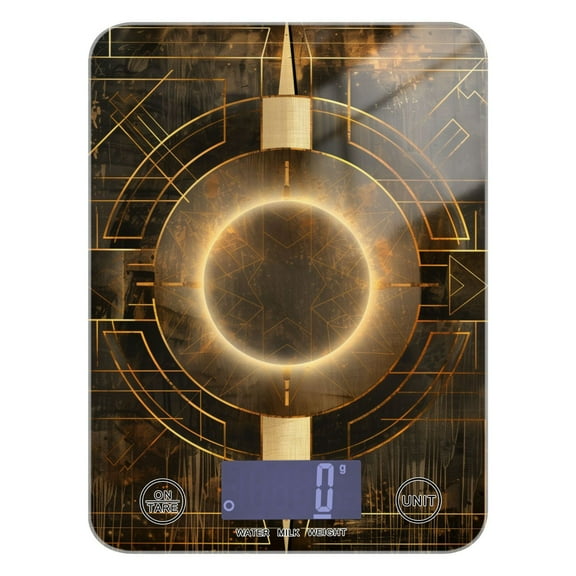 Digital Kitchen Food Scale Weight Grams Oz for Baking Cooking Coffee 11lb 0.05oz/1g Glass Abstract Bronze Geometric