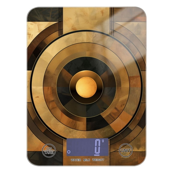 Digital Kitchen Food Scale Weight Grams Oz for Baking Cooking Coffee 11lb 0.05oz/1g Glass Abstract Olive Brown Geometric
