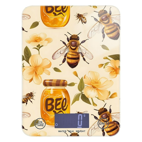 Digital Kitchen Food Scale Weight Grams Oz for Baking Cooking Coffee 11lb 0.05oz/1g Glass Bees and Honey