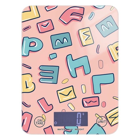 Digital Kitchen Food Scale Weight Grams Oz for Baking Cooking Coffee 11lb 0.05oz/1g Glass Cartoon Letter and Character