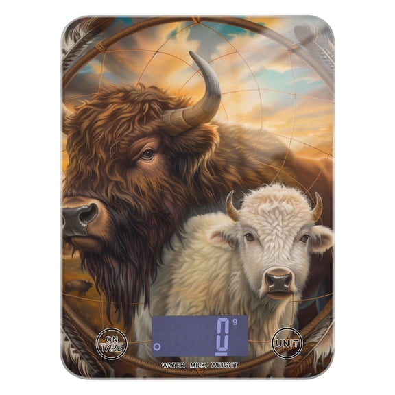 Digital Kitchen Food Scale Weight Grams Oz for Baking Cooking Coffee 11lb 0.05oz/1g Glass Cattle with Feathers