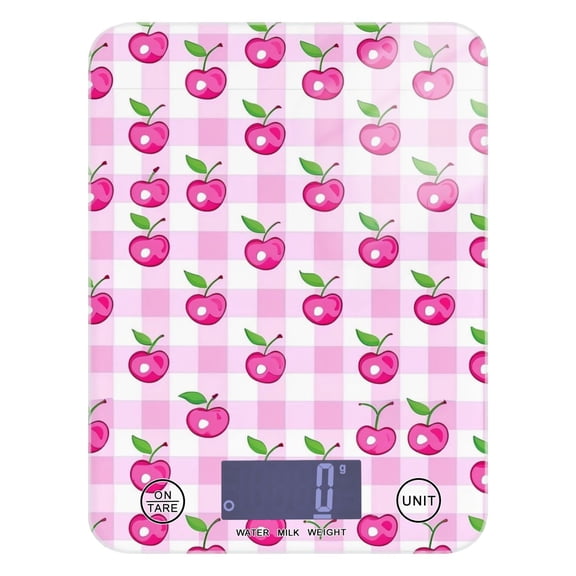 Digital Kitchen Food Scale Weight Grams Oz for Baking Cooking Coffee 11lb 0.05oz/1g Glass Cherry on Plaid