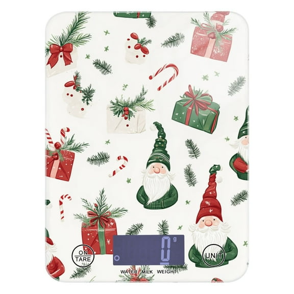 Digital Kitchen Food Scale Weight Grams Oz for Baking Cooking Coffee 11lb 0.05oz/1g Glass Christmas Gnomes and Presents