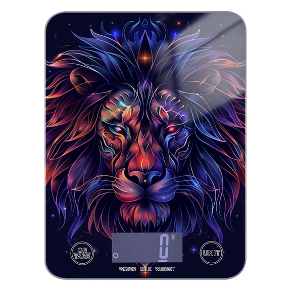 Digital Kitchen Food Scale Weight Grams Oz for Baking Cooking Coffee 11lb 0.05oz/1g Glass Colorful Lion Head