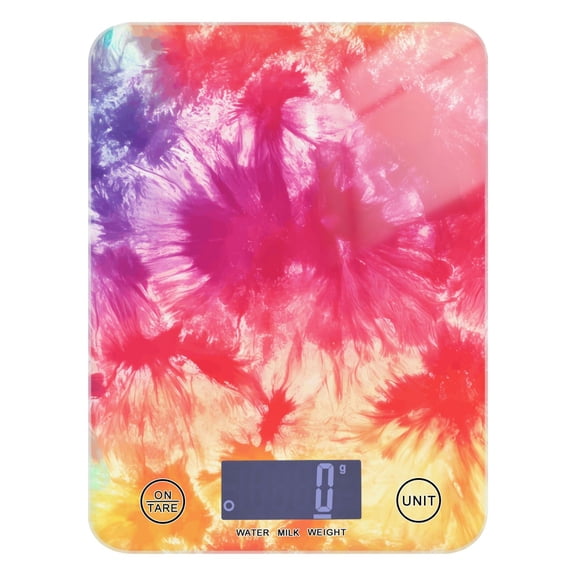 Digital Kitchen Food Scale Weight Grams Oz for Baking Cooking Coffee 11lb 0.05oz/1g Glass Colorful Tie Dye
