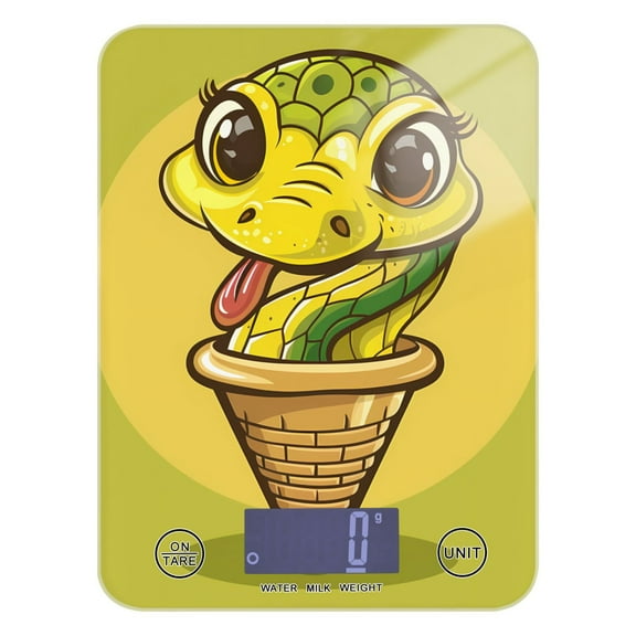 Digital Kitchen Food Scale Weight Grams Oz for Baking Cooking Coffee 11lb 0.05oz/1g Glass Cute Snake in Cone