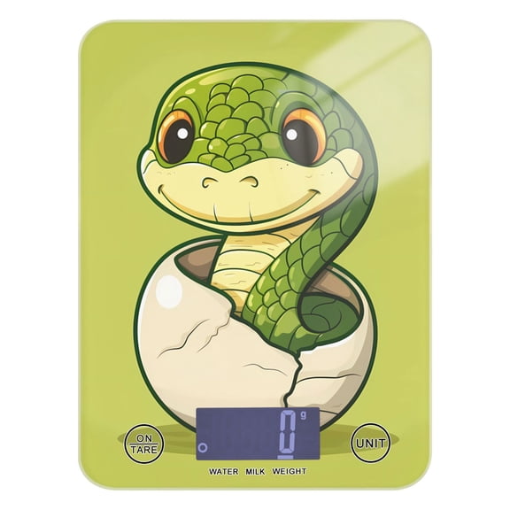 Digital Kitchen Food Scale Weight Grams Oz for Baking Cooking Coffee 11lb 0.05oz/1g Glass Cute Snake in Eggshell
