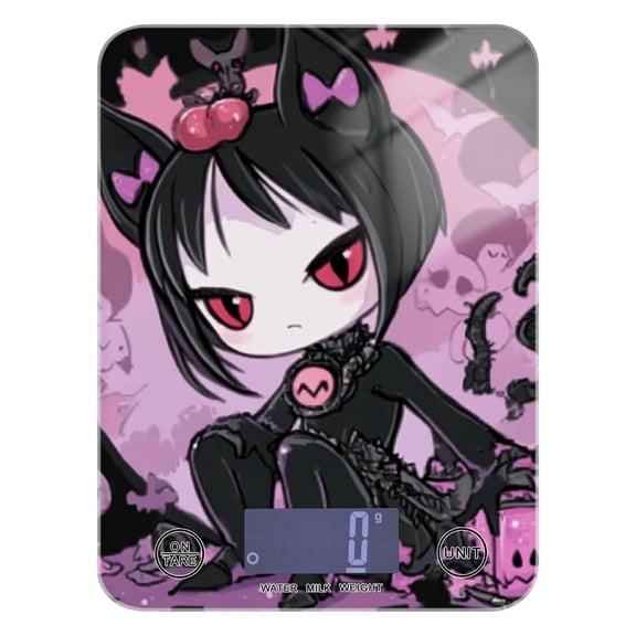 Digital Kitchen Food Scale Weight Grams Oz for Baking Cooking Coffee 11lb 0.05oz/1g Glass Cute Vampire with Cat Ears