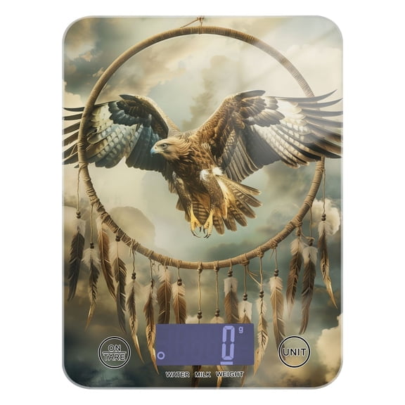 Digital Kitchen Food Scale Weight Grams Oz for Baking Cooking Coffee 11lb 0.05oz/1g Glass Eagle Clouds Feather