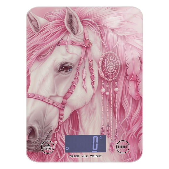 Digital Kitchen Food Scale Weight Grams Oz for Baking Cooking Coffee 11lb 0.05oz/1g Glass Elegant Horse with Long Hair