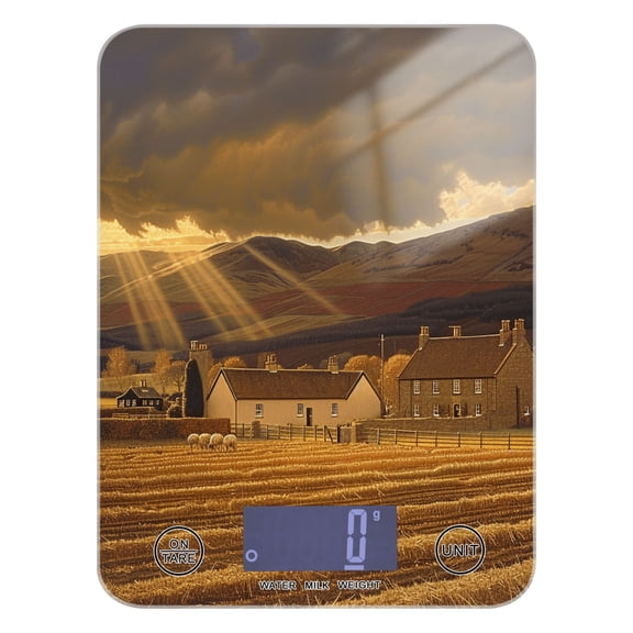 Digital Kitchen Food Scale Weight Grams Oz for Baking Cooking Coffee 11lb 0.05oz/1g Glass Farms with Sunshine