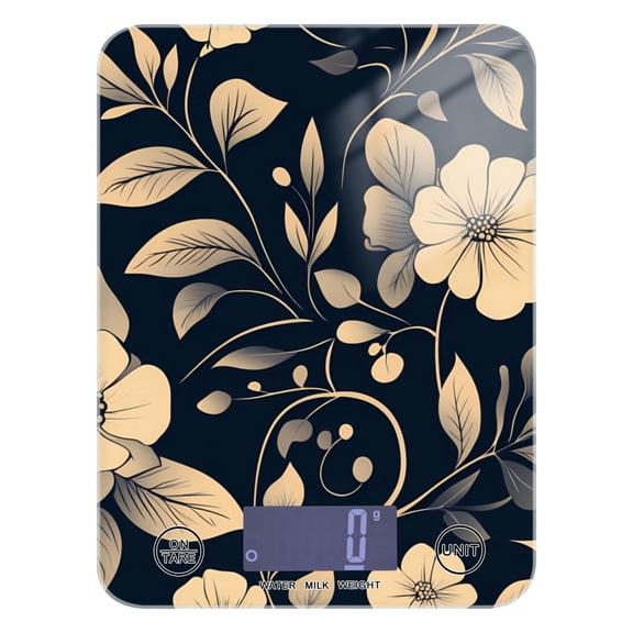 Digital Kitchen Food Scale Weight Grams Oz for Baking Cooking Coffee 11lb 0.05oz/1g Glass Flash Flower and Leaf