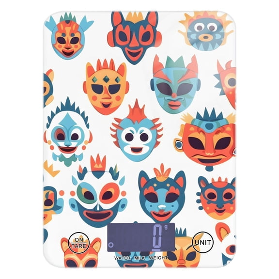 Digital Kitchen Food Scale Weight Grams Oz for Baking Cooking Coffee 11lb 0.05oz/1g Glass Funny Animal Masks