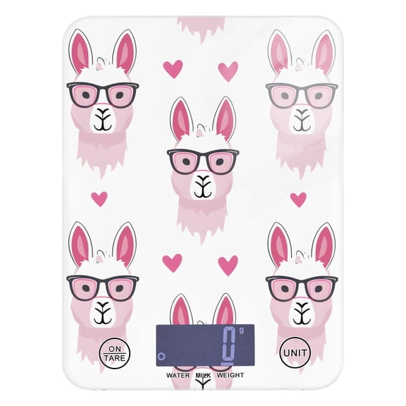 Digital Kitchen Food Scale Weight Grams Oz for Baking Cooking Coffee 11lb 0.05oz/1g Glass Funny Llamas with Glasses