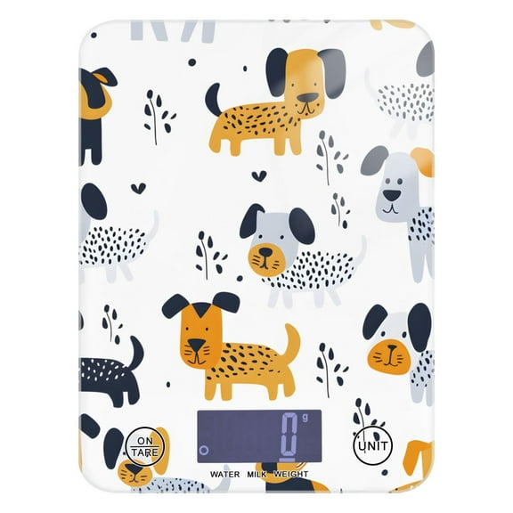 Digital Kitchen Food Scale Weight Grams Oz for Baking Cooking Coffee 11lb 0.05oz/1g Glass Hand Paint Dog and Plant