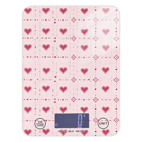 Digital Kitchen Food Scale Weight Grams Oz for Baking Cooking Coffee 11lb 0.05oz/1g Glass Hearts on Block