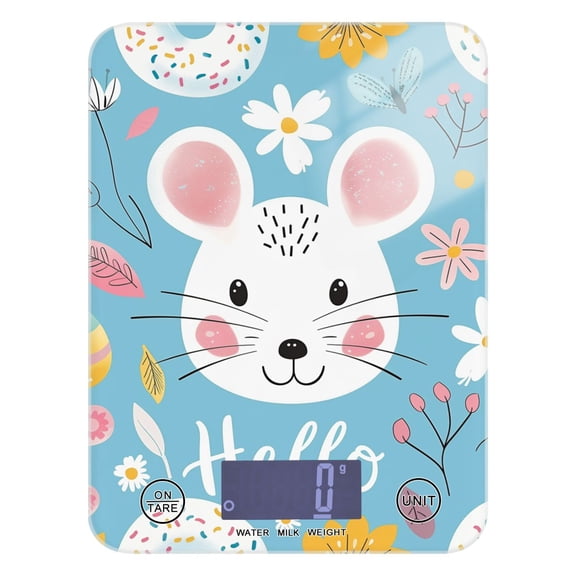 Digital Kitchen Food Scale Weight Grams Oz for Baking Cooking Coffee 11lb 0.05oz/1g Glass Hello Mouse Face