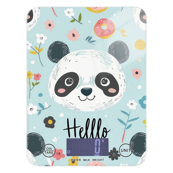 Digital Kitchen Food Scale Weight Grams Oz for Baking Cooking Coffee 11lb 0.05oz/1g Glass Hello Panda Face