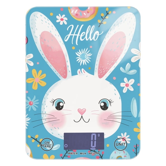Digital Kitchen Food Scale Weight Grams Oz for Baking Cooking Coffee 11lb 0.05oz/1g Glass Hello Rabbit Face