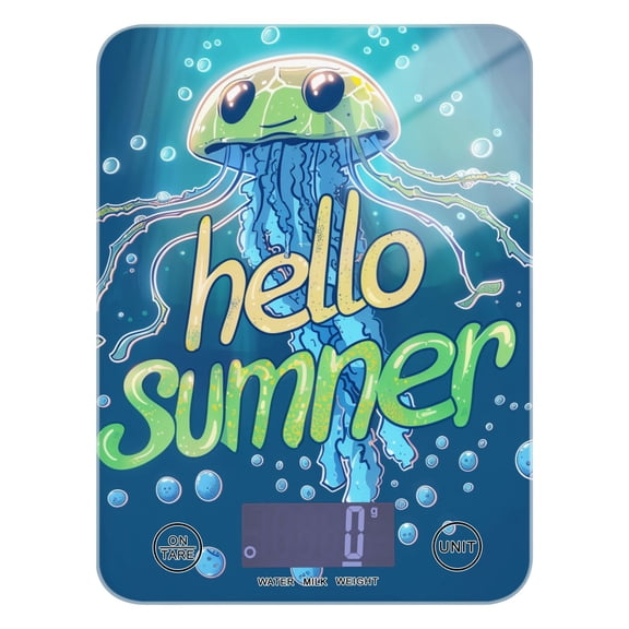 Digital Kitchen Food Scale Weight Grams Oz for Baking Cooking Coffee 11lb 0.05oz/1g Glass Hello Summer Jellyfish