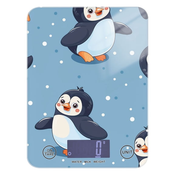 Digital Kitchen Food Scale Weight Grams Oz for Baking Cooking Coffee 11lb 0.05oz/1g Glass Lovely Penguins