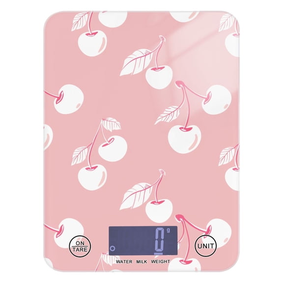 Digital Kitchen Food Scale Weight Grams Oz for Baking Cooking Coffee 11lb 0.05oz/1g Glass Lovely Pink Cherry
