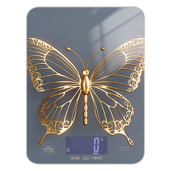 Digital Kitchen Food Scale Weight Grams Oz for Baking Cooking Coffee 11lb 0.05oz/1g Glass Luxury Butterfly