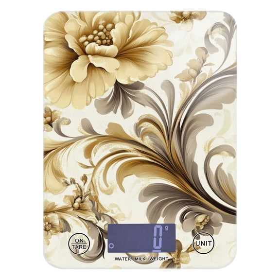 Digital Kitchen Food Scale Weight Grams Oz for Baking Cooking Coffee 11lb 0.05oz/1g Glass Luxury Retro Flowers