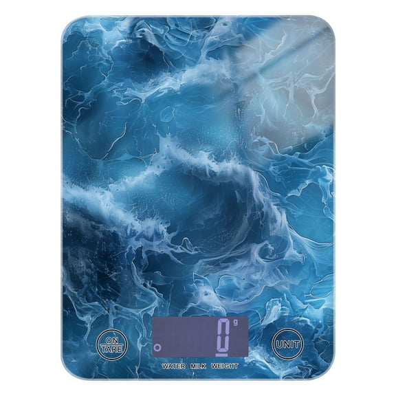 Digital Kitchen Food Scale Weight Grams Oz for Baking Cooking Coffee 11lb 0.05oz/1g Glass Ocean Wavea