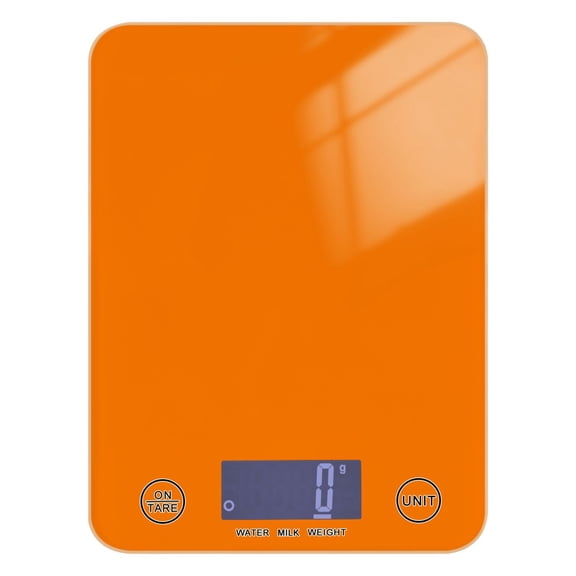 Digital Kitchen Food Scale Weight Grams Oz for Baking Cooking Coffee 11lb 0.05oz/1g Glass Orange
