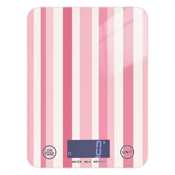 Digital Kitchen Food Scale Weight Grams Oz for Baking Cooking Coffee 11lb 0.05oz/1g Glass Pink Striped