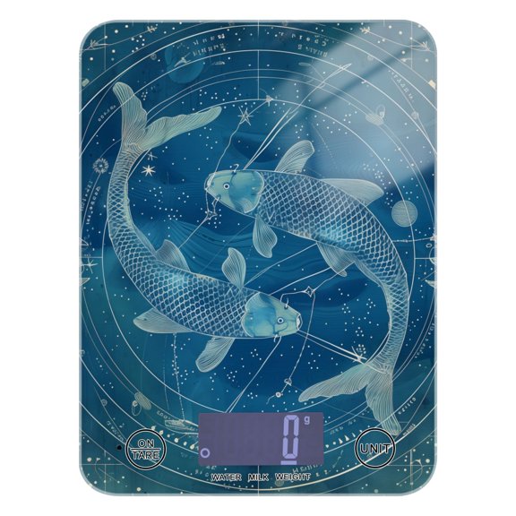 Digital Kitchen Food Scale Weight Grams Oz for Baking Cooking Coffee 11lb 0.05oz/1g Glass Pisces Of Zodiac