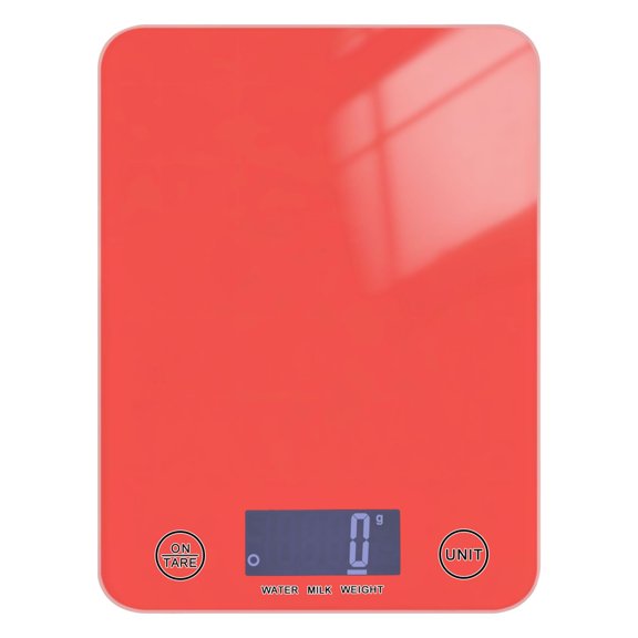 Digital Kitchen Food Scale Weight Grams Oz for Baking Cooking Coffee 11lb 0.05oz/1g Glass Plain Red
