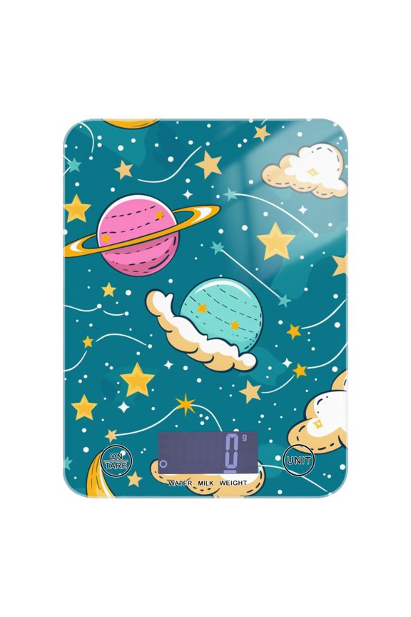 Digital Kitchen Food Scale Weight Grams Oz for Baking Cooking Coffee 11lb 0.05oz/1g Glass Planet Star Cloud