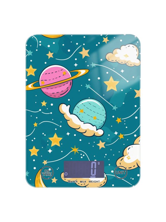 Digital Kitchen Food Scale Weight Grams Oz for Baking Cooking Coffee 11lb 0.05oz/1g Glass Planet Star Cloud