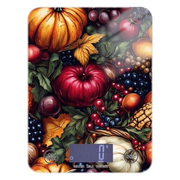 Digital Kitchen Food Scale Weight Grams Oz for Baking Cooking Coffee 11lb 0.05oz/1g Glass Pumpkin Grape Berry
